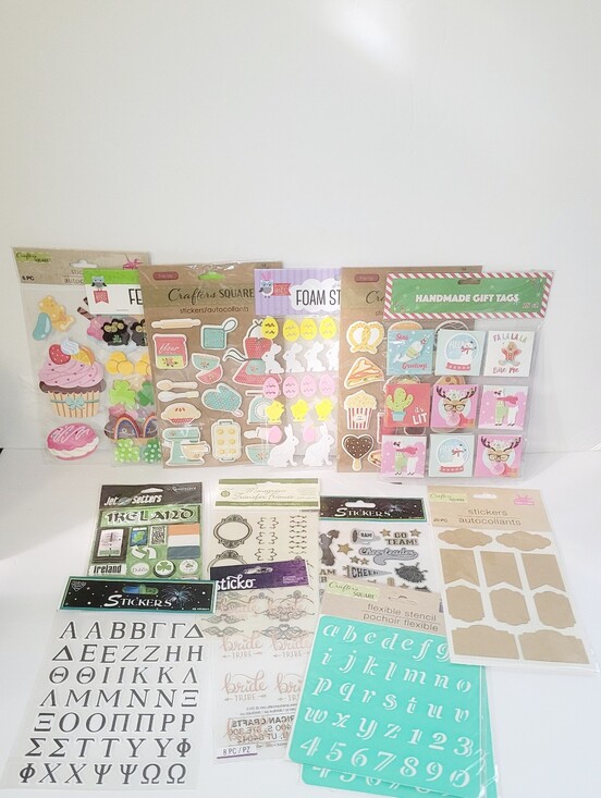 Crafts Square Other - 23 Lot Of Scrapbooking Foam 3D Stickers Gems Flexible Stencil Gift Tags Crafts